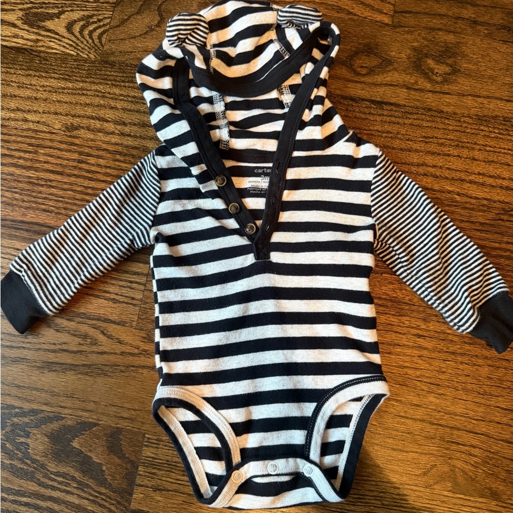 Carter's Black and White Striped Bodysuit